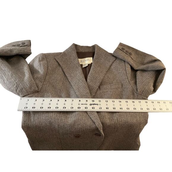 Lee David Womens 11/12 Light Brown Blazer Double-Breasted Wool Blend Notch Lapel - Picture 4 of 8